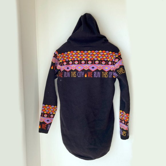 Elite Premium Denim Hoodie Cardigan Sweater SOFT Small Zipper Colorful Pattern - Picture 5 of 11